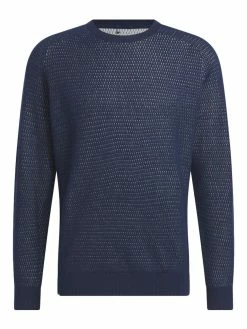 Adidas Ultimate365 Tour Flat-Knit Crew Golf Sweatshirt - Collegiate Navy/White