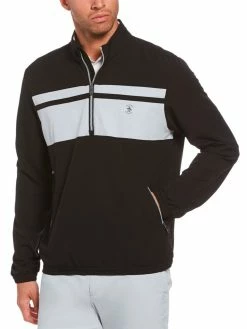 Original Penguin Blocked 1/4-Zip Golf Pullover - Caviar