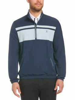Original Penguin Blocked 1/4-Zip Golf Pullover - Black Iris