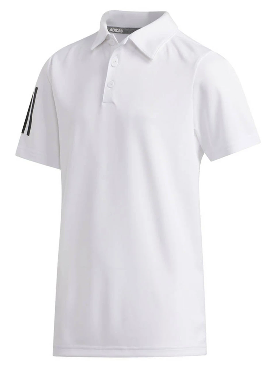 Adidas JR Boy's 3-Stripes Polo Shirt - White 3 Adidas JR Boy's 3-Stripes Polo Shirt - White