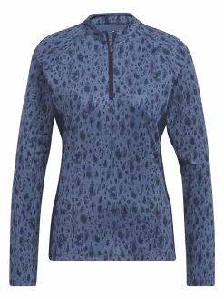 Adidas W Ultimate365 Printed 1/4-Zip Mock-Neck Golf Polo Shirt - Collegiate Navy