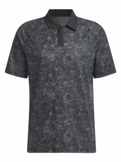 Adidas Mesh Ultimate365 Tour Print Golf Polo Shirt - Black/Grey Five