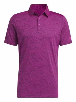 Adidas Textured Jacquard Golf Polo Shirt - Lucid Fuchsia/Black