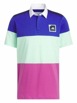 Adidas Adicross Block Golf Polo Shirt - Lucid Blue