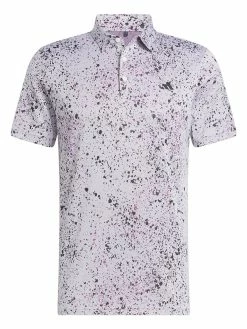 Adidas Jacquard Golf Polo Shirt - White/Black/Lucid Fuchsia