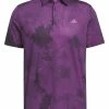 Adidas Flower Mesh Golf Polo Shirt - Black/Lucid Fuchsia