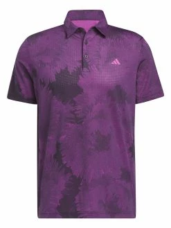Adidas Flower Mesh Golf Polo Shirt - Black/Lucid Fuchsia
