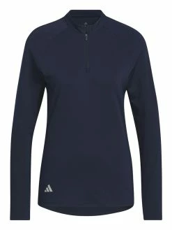 Adidas Women's Quarter-Zip Long Sleeve Golf Polo Shirt - Collegiate Navy