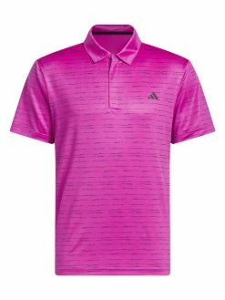 Adidas Stripe Zip Golf Polo Shirt - Lucid Fuchsia/Black