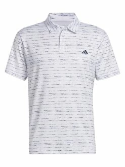 Adidas Stripe Zip Golf Polo Shirt - White/Collegiate Navy