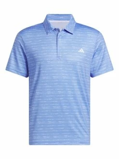 Adidas Stripe Zip Golf Polo Shirt - Blue Fusion/White