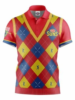 Official AFL Fairway Golf Polo Shirt - Gold Coast Suns