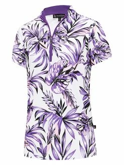 Birdee Sport Women's Tropic Short Sleeve Top - Purple Print