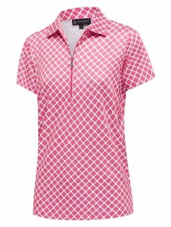 Birdee Sport Women's Lattice Short Sleeve Top - Pink/White