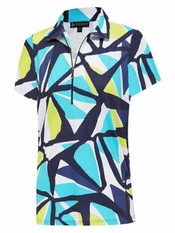 Birdee Sport Birdee Plus Women's Azure Short Sleeve Top - Abstract Print