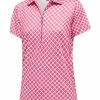 Birdee Sport Birdee Plus Women's Lattice Short Sleeve Top - Pink/White -Deals Golf Apparel Store shirt bs220bs96620whp20ldy20pink 1 59327.1667758224