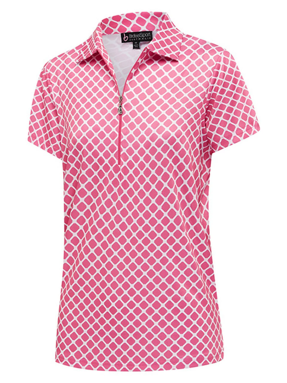 Birdee Sport Birdee Plus Women's Lattice Short Sleeve Top - Pink/White 3 Birdee Sport Birdee Plus Women's Lattice Short Sleeve Top - Pink/White