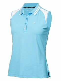 Calvin Klein Women's Mohawk Sleeveless Polo - Heritage Blue/White