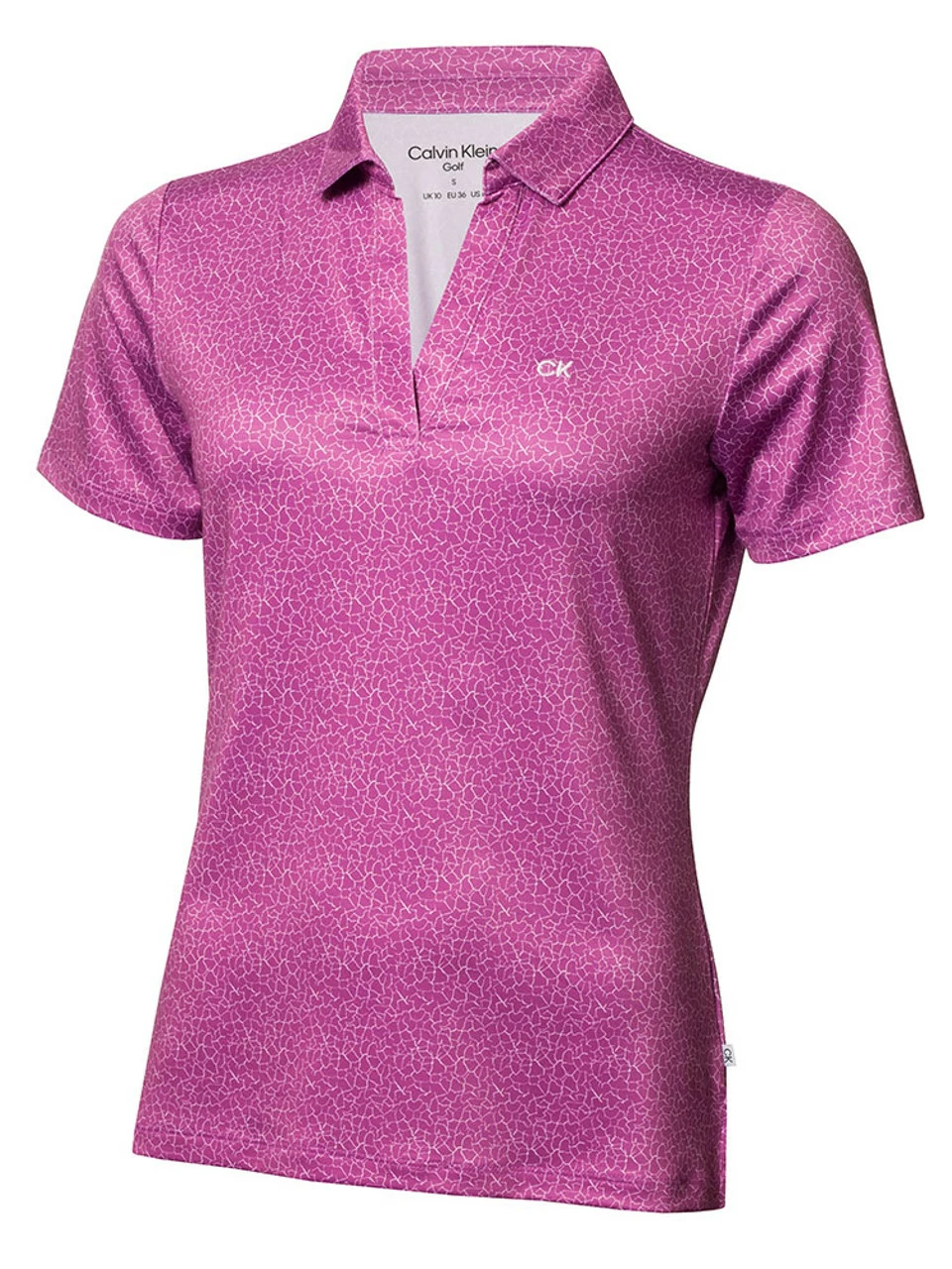 Calvin Klein Women's Crackle Polo - Orchid/White 3 Calvin Klein Women's Crackle Polo - Orchid/White