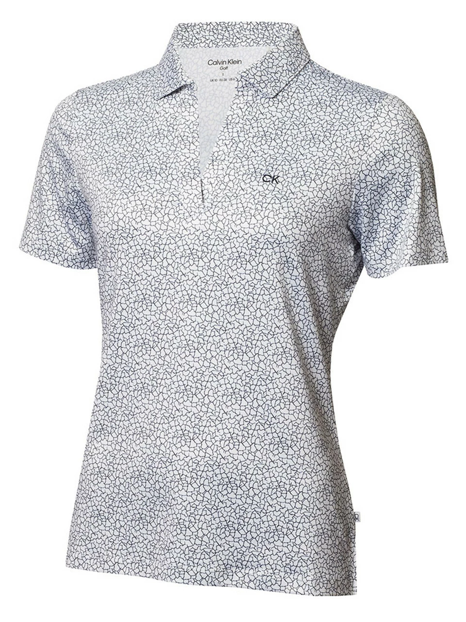 Calvin Klein Women's Crackle Polo - White/Navy 3 Calvin Klein Women's Crackle Polo - White/Navy