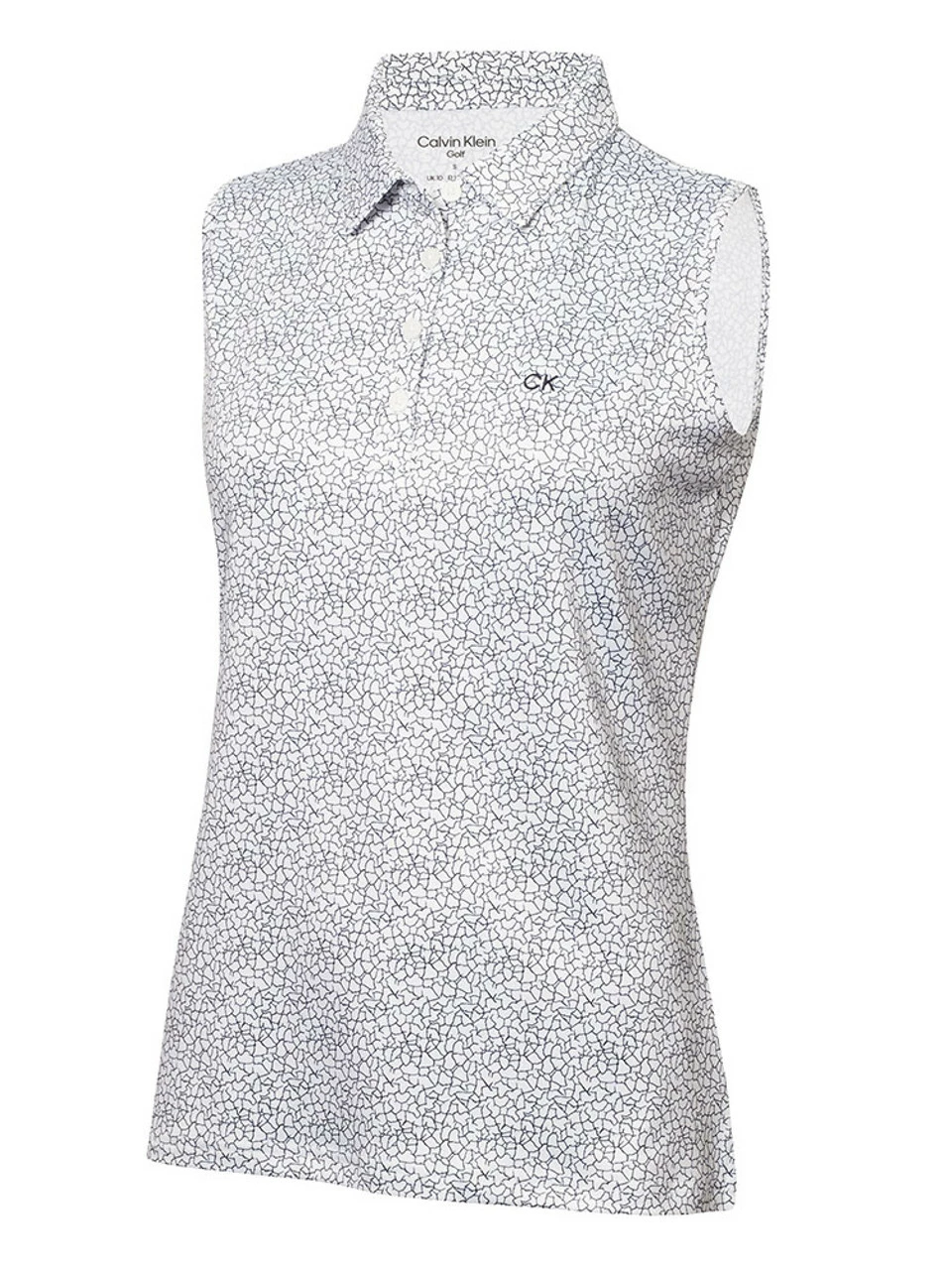 Calvin Klein Women's Crackle Sleeveless Polo - White/Navy 3 Calvin Klein Women's Crackle Sleeveless Polo - White/Navy