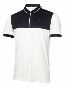 Calvin Klein Whitman Zipped Polo - White/Navy