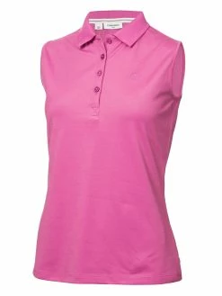 Calvin Klein Women's Sleeveless Performance Cotton Pique Polo - Orchid