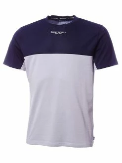 DKNY Sport Greenwood Colour Block Pique T-Shirt - Silver Marl/Navy