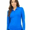IBKUL Adjustable Long Sleeve Zip Polo - Blue -Deals Golf Apparel Store shirt ib2204800020ldy20blue 3 59882.1675751298