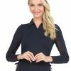 IBKUL Adjustable Long Sleeve Zip Polo - Black -Deals Golf Apparel Store shirt ib2204800020ldy20charcoal 3 49617.1675751310