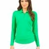 IBKUL Adjustable Long Sleeve Zip Polo - Green -Deals Golf Apparel Store shirt ib2204800020ldy20green 1 27852.1675751359