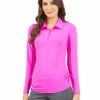 IBKUL Adjustable Long Sleeve Zip Polo - Hot Pink -Deals Golf Apparel Store shirt ib2204800020ldy20hot20pink 3 54518.1675751318