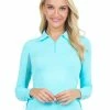 IBKUL Adjustable Long Sleeve Zip Polo - Seafoam -Deals Golf Apparel Store shirt ib2204800020ldy20seafoam 3 95860.1675751234