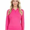IBKUL Adjustable Long Sleeve Zip Polo - Watermelon -Deals Golf Apparel Store shirt ib2204800020ldy20watermelon 3 91940.1675751265