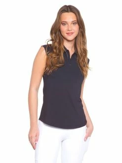 IBKUL Solid Sleeveless Polo - Black