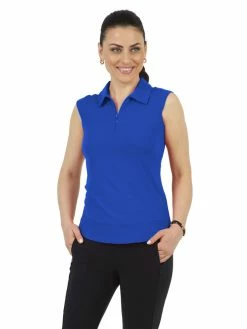 IBKUL Solid Sleeveless Polo - Blue