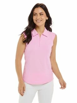 IBKUL Solid Sleeveless Polo - Candy Pink