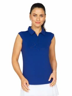 IBKUL Solid Sleeveless Polo - Navy