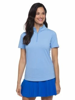 IBKUL Solid Short Sleeve Mock Neck - Peri