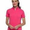 IBKUL Solid Short Sleeve Mock Neck - Watermelon -Deals Golf Apparel Store shirt ib2208700020ldy20watermelon 3 19226.1675838248