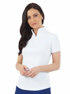 IBKUL Solid Short Sleeve Mock Neck - White