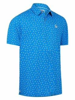 Original Penguin Micro Octopus Print (Reg Fit) Golf Polo - Blue Tattoo
