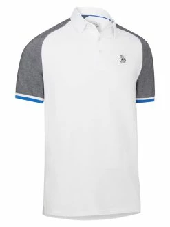 Original Penguin Raglan Colour Block (Slim Fit) Golf Polo - Bright White