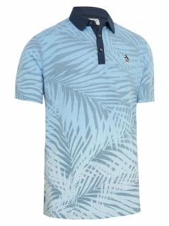 Original Penguin Resort Leaf Printed (Reg Fit) Golf Polo - Blue Tattoo