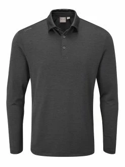 Ping Angus Tailored Fit Long Sleeve Polo - Asphalt Multi