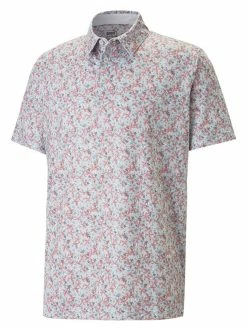 Puma MATTR Florals Golf Polo - High Rise/Flamingo Pink