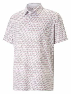 Puma MATTR Flamingo Golf Polo - Bright White/Flamingo Pink