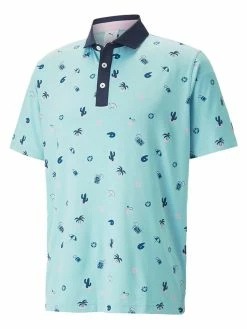 Puma X Arnold Palmer MATTR Dunes Polo - Tropical Aqua/Navy Blazer