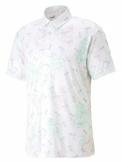 Puma MATTR Tropi-Cool Golf Polo - Bright White/Minty Burst