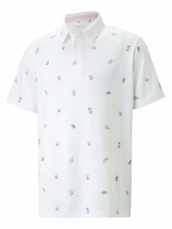 Puma X Arnold Palmer CLOUDSPUN Citrus Polo - Bright White/Navy Blazer